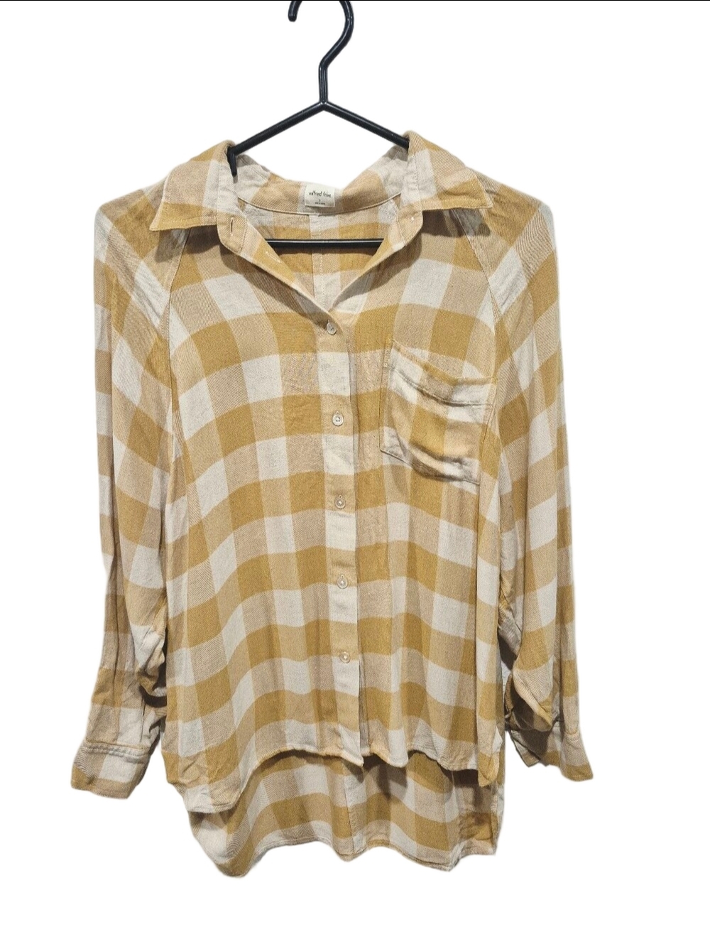 Wilfred Aritzia Hope Oversized Plaid Viscose Button-Up Shirt Yellow Size Small